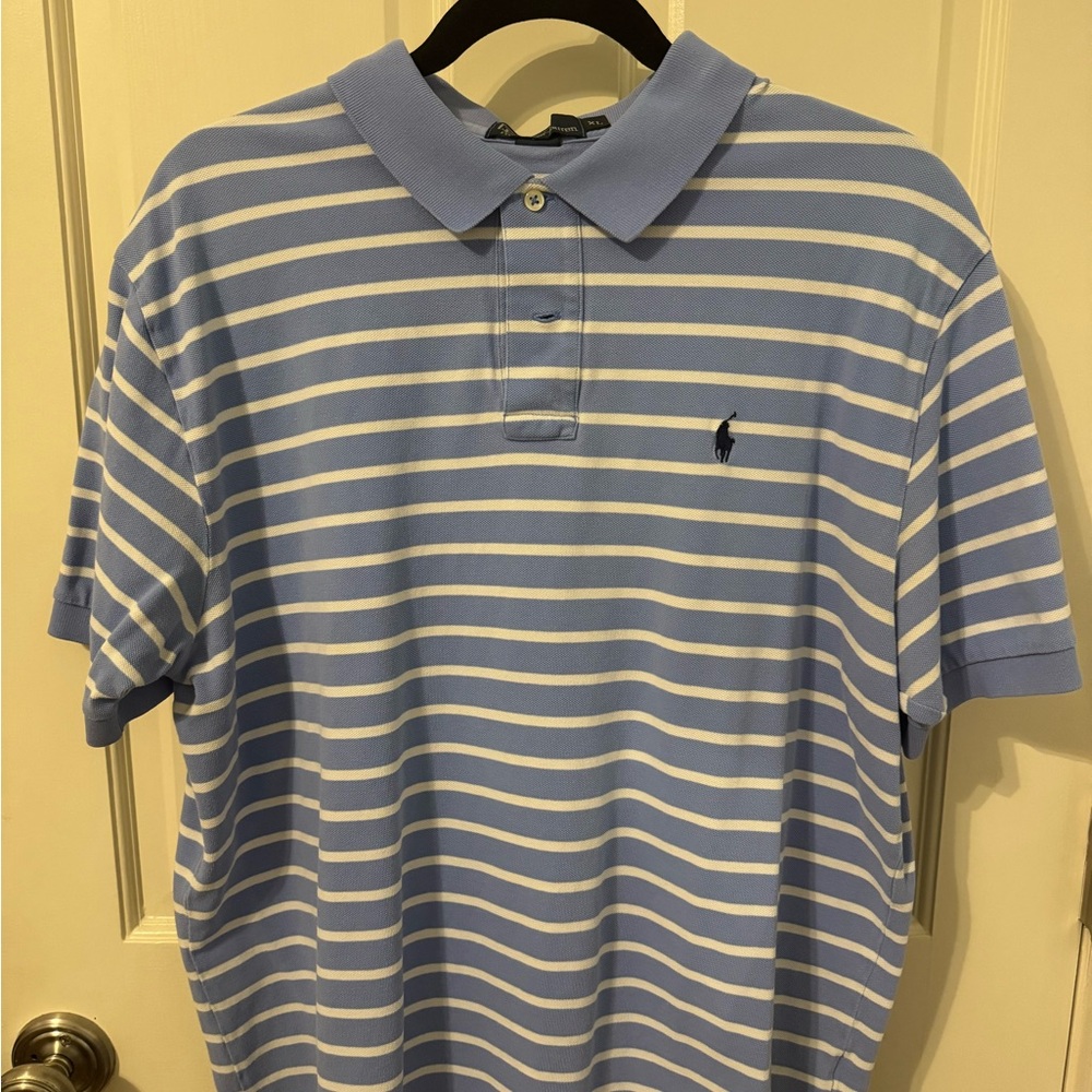 Polo by Ralph Lauren Men's Light Blue Striped Mesh Shirt XL